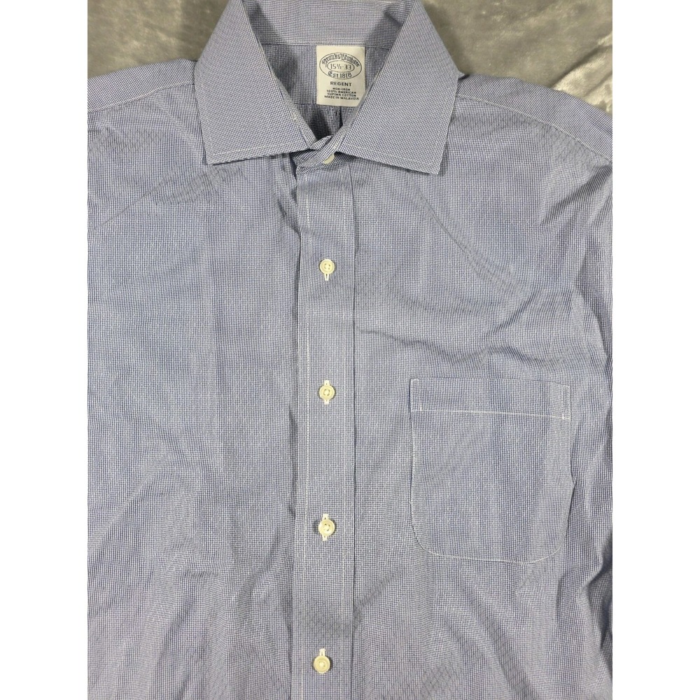 Brooks Brothers Regent Dress Shirt 15.5-33 Supima Cotton Blue Diamond Pattern